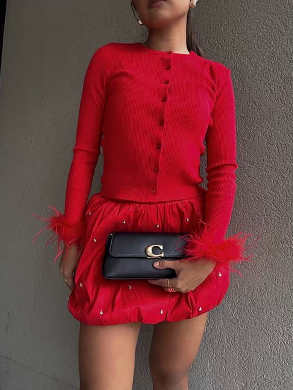 NWT Gianni Bini Nadia Rhinestone Embellished Taffeta Bubble Mini
Skirt Sz.S Red